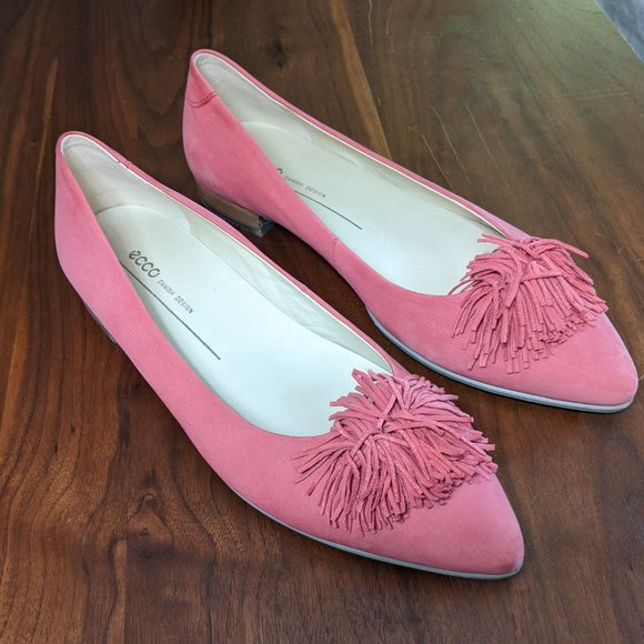 Ecco pom pom pointed toe ballet flats pink/fushia - Picture 2 of 10